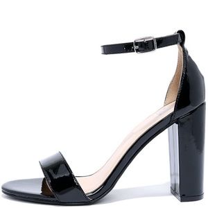 Lulu’s Black Patent Ankle Strap Block Heels